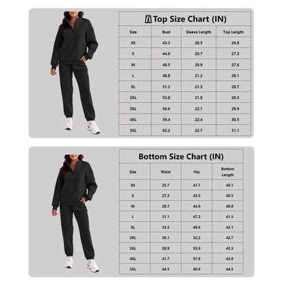 🔥 BESTSELLER | 8PCS $24.63 |Women's Oversized Half-Zip 2-Piece Jogger Set