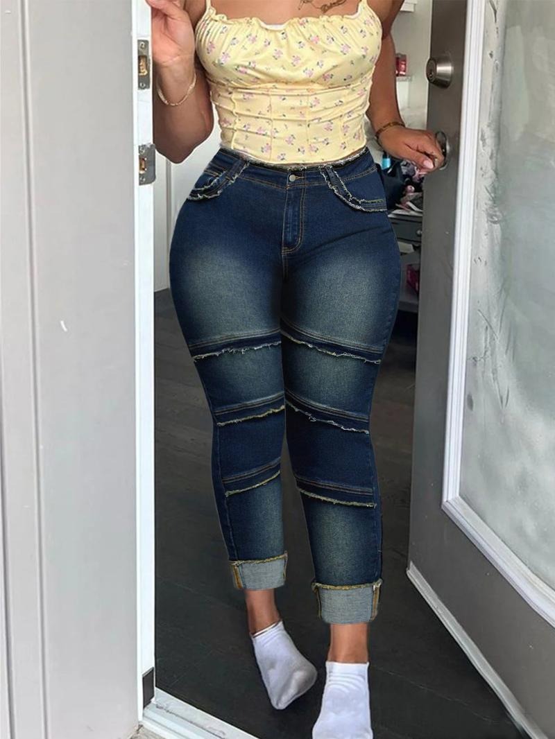 🔥 6 Packs Clearance Sale  🔥Raw Hem Pocket High Waisted Denim Jeans