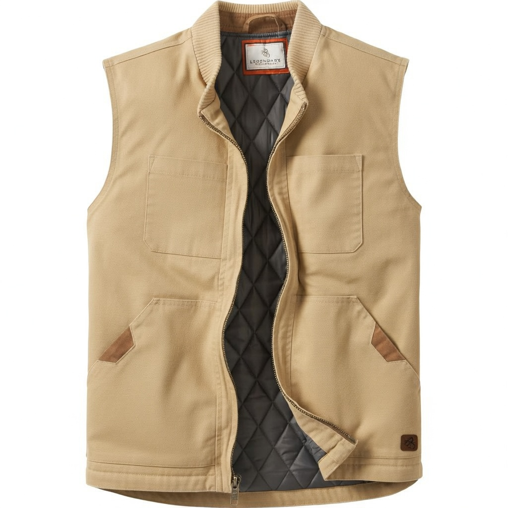 Whitetails Men's Cotton Canvas Cross Trail Workwear Vest - Menswear, Sleeveless, Zipper-Equipped, Pocketed Casual Top