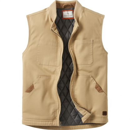Whitetails Men's Cotton Canvas Cross Trail Workwear Vest - Menswear, Sleeveless, Zipper-Equipped, Pocketed Casual Top