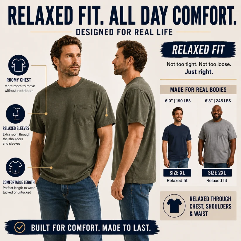 🔥Classic Heavyweight Pocket Work Tee – Relaxed Fit, Built for Everyday Work
