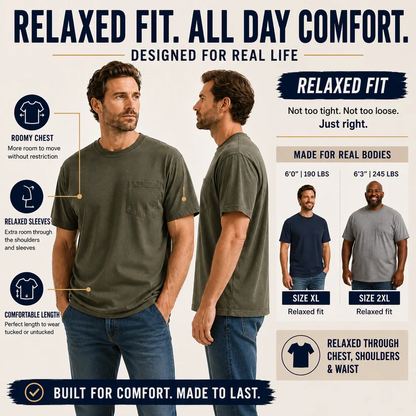 🔥Classic Heavyweight Pocket Work Tee – Relaxed Fit, Built for Everyday Work