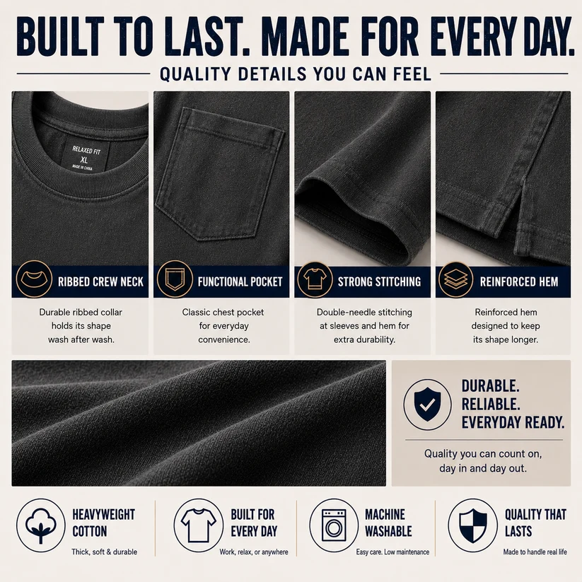 🔥Classic Heavyweight Pocket Work Tee – Relaxed Fit, Built for Everyday Work