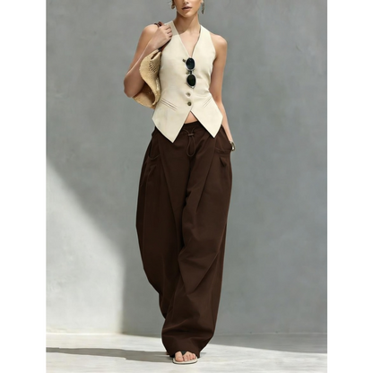 Hiphop Cool Girl Style Pleated Cuffed Lantern Pants