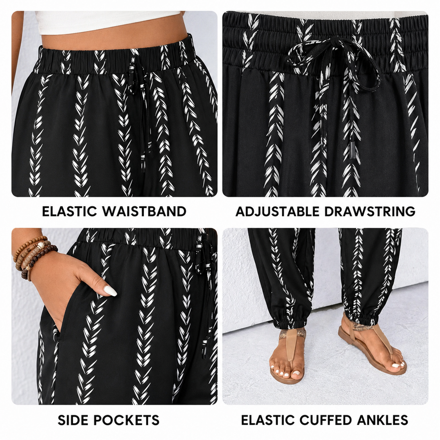 ⚡FINAL SALE⚡-Plus Size Striped Lightweight Pants, Casual Loose Trousers for Daily Wear