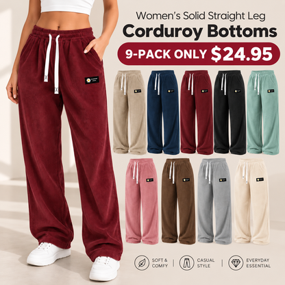 ⚡FINAL SALE ⚡Women's Relaxed-Fit Straight-Leg Corduroy Bottoms-100% Cotton
