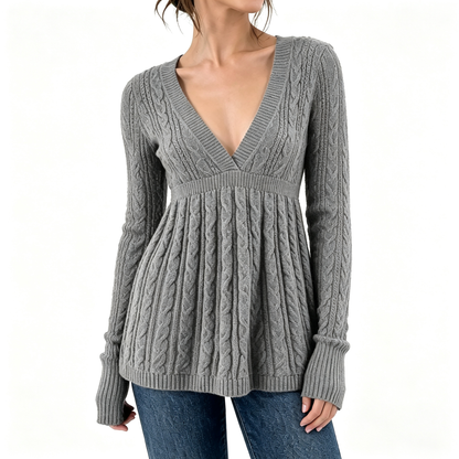 ⚡FINAL SALE-Women's Soft Long Sleeve V-neck High Waist Knitwear