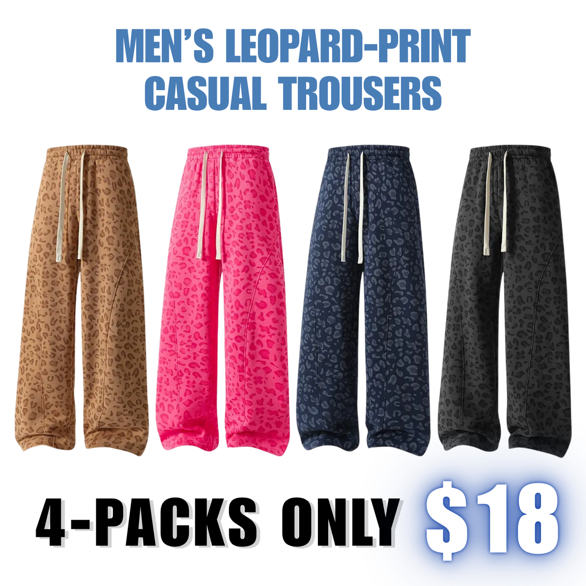 Men’s leopard-print casual trousers