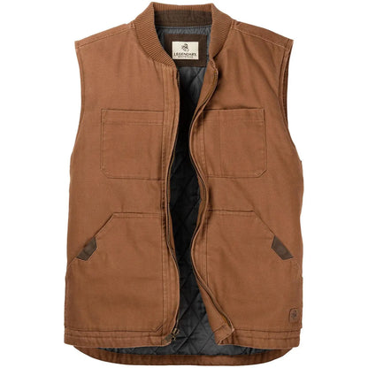 Whitetails Men's Cotton Canvas Cross Trail Workwear Vest - Menswear, Sleeveless, Zipper-Equipped, Pocketed Casual Top