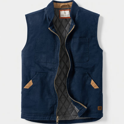 Whitetails Men's Cotton Canvas Cross Trail Workwear Vest - Menswear, Sleeveless, Zipper-Equipped, Pocketed Casual Top