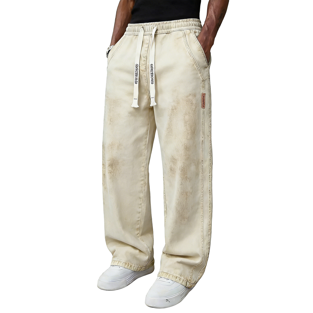 🔥Men’s Casual Stretch Vintage Straight-Leg Denim Jeans with Drawstring