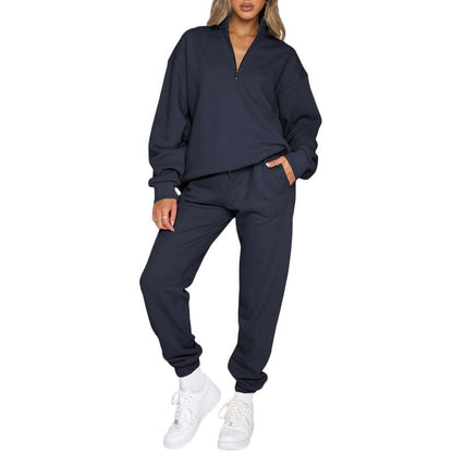 🔥 BESTSELLER | 8PCS $24.63 |Women's Oversized Half-Zip 2-Piece Jogger Set