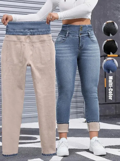🔥Last Day 89% OFF🔥Women's High Elasticity Fleece Lined Thick Denim Jeans