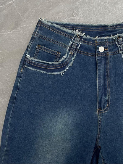 🔥 6 Packs Clearance Sale  🔥Raw Hem Pocket High Waisted Denim Jeans