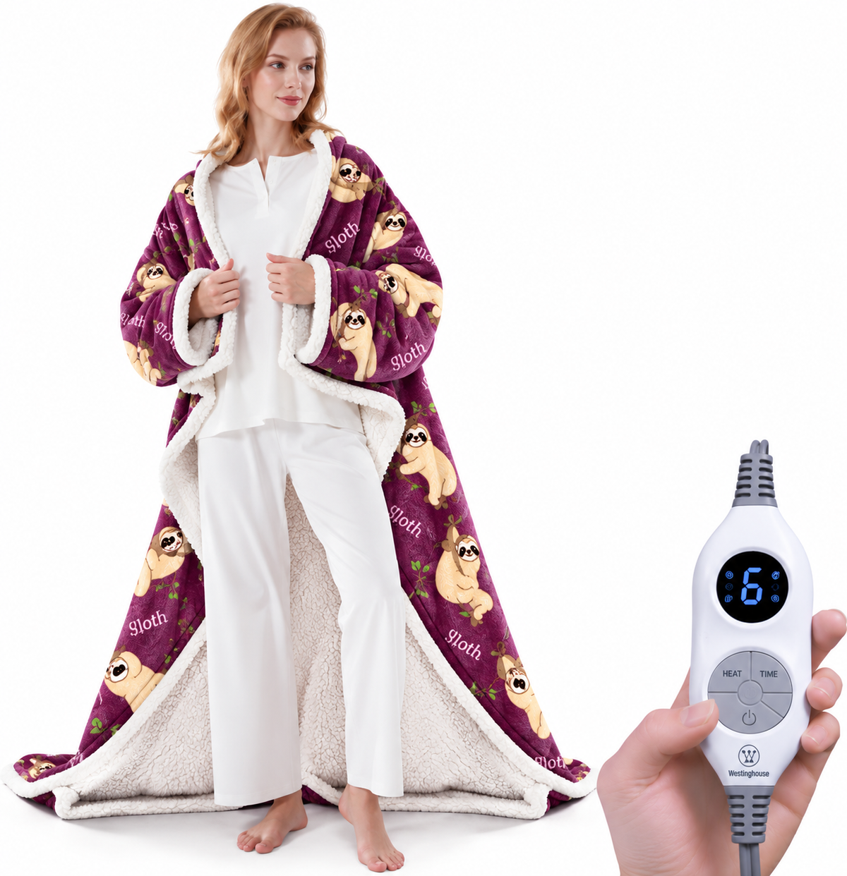 🔥 BESTSELLER | 6PCS $24.99 |🔥Wearable Heated Blanket with Foot Pocket Sherpa🔥Overheat Protection & Auto Shut-Off