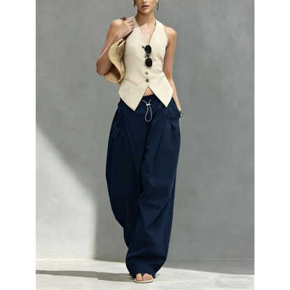 Hiphop Cool Girl Style Pleated Cuffed Lantern Pants