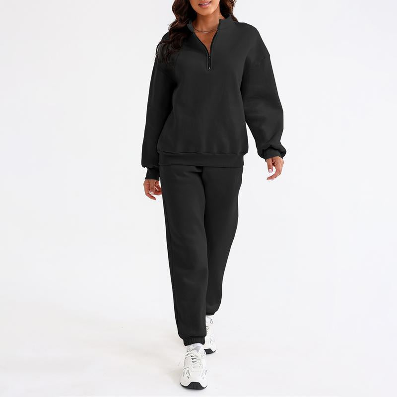 🔥 BESTSELLER | 8PCS $24.63 |Women's Oversized Half-Zip 2-Piece Jogger Set