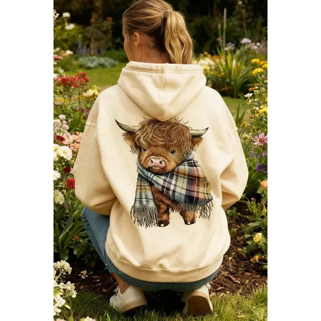 🔥 BESTSELLER | 8PCS $25.99 |🐮Cute Highland Cow Cozy Fleece-Lined Hooded Sweatshirt