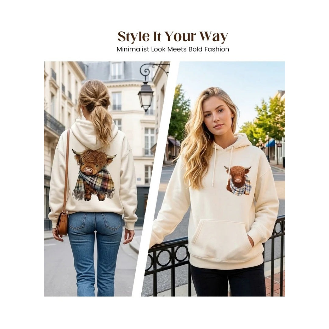 🔥 BESTSELLER | 8PCS $25.99 |🐮Cute Highland Cow Cozy Fleece-Lined Hooded Sweatshirt