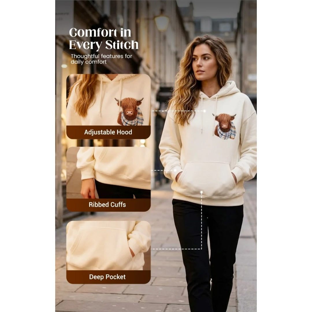 🔥 BESTSELLER | 8PCS $25.99 |🐮Cute Highland Cow Cozy Fleece-Lined Hooded Sweatshirt
